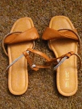 Tan Strappy Braided Slide Sandals for Women